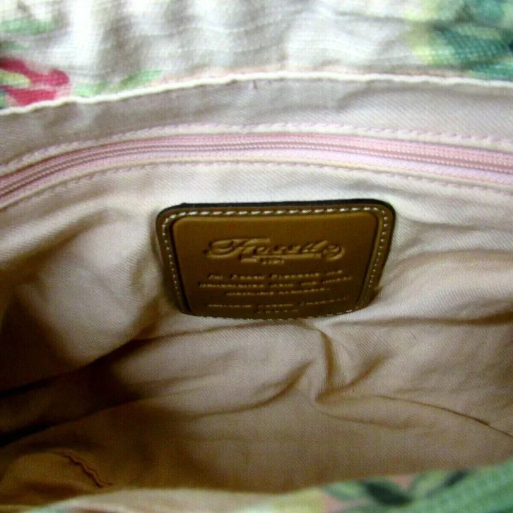 Fossil Purse Sea Grass Green Weaved Shoulder Bag Leather Strap Floral Li… - Picture 9 of 9